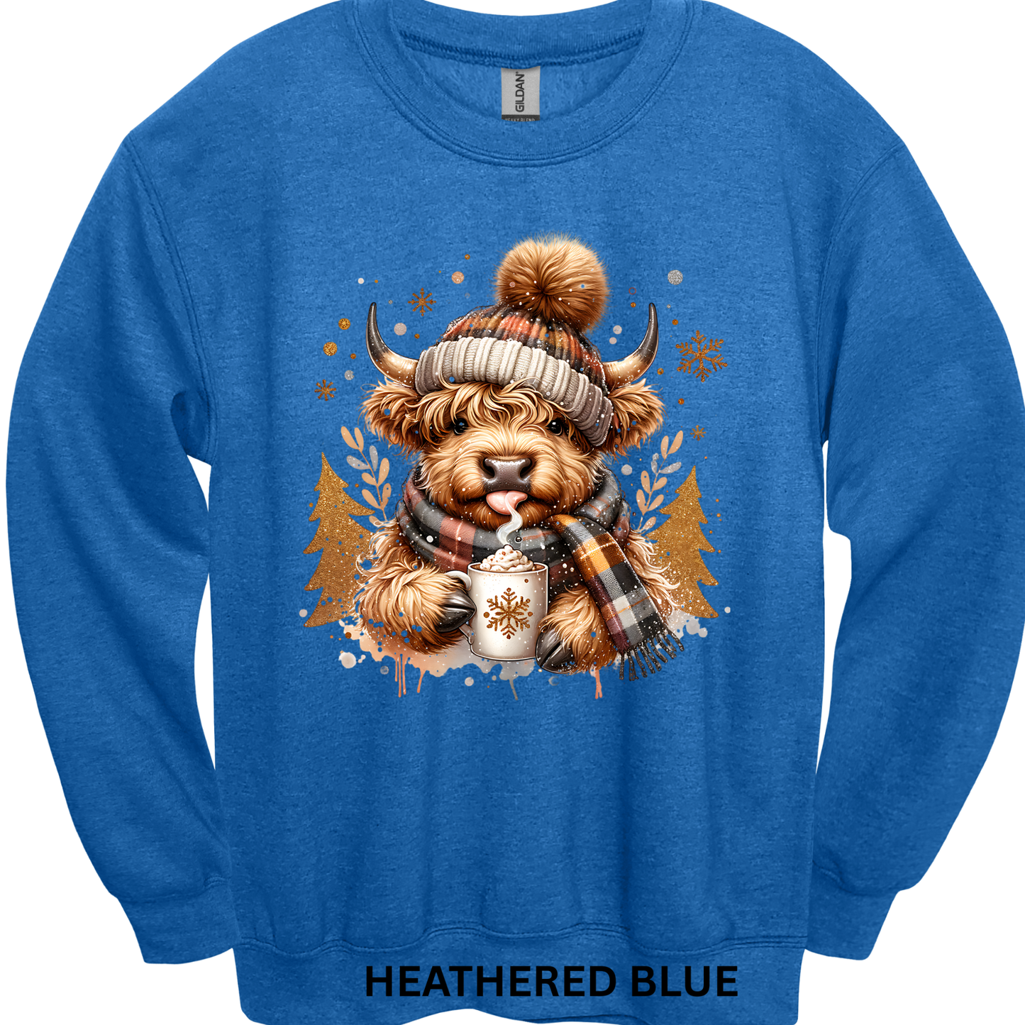 Crewneck Sweatshirt Hot Cocoa Highland Cow 1190