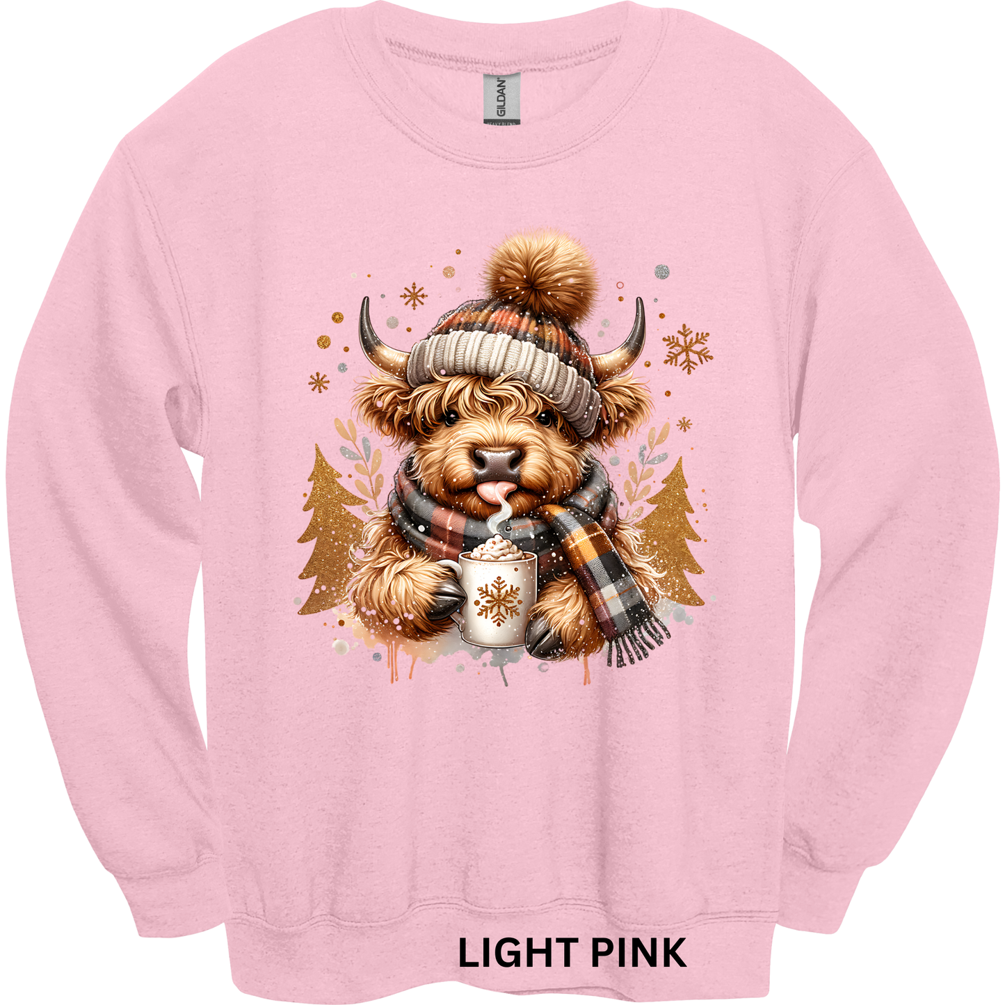 Crewneck Sweatshirt Hot Cocoa Highland Cow 1190