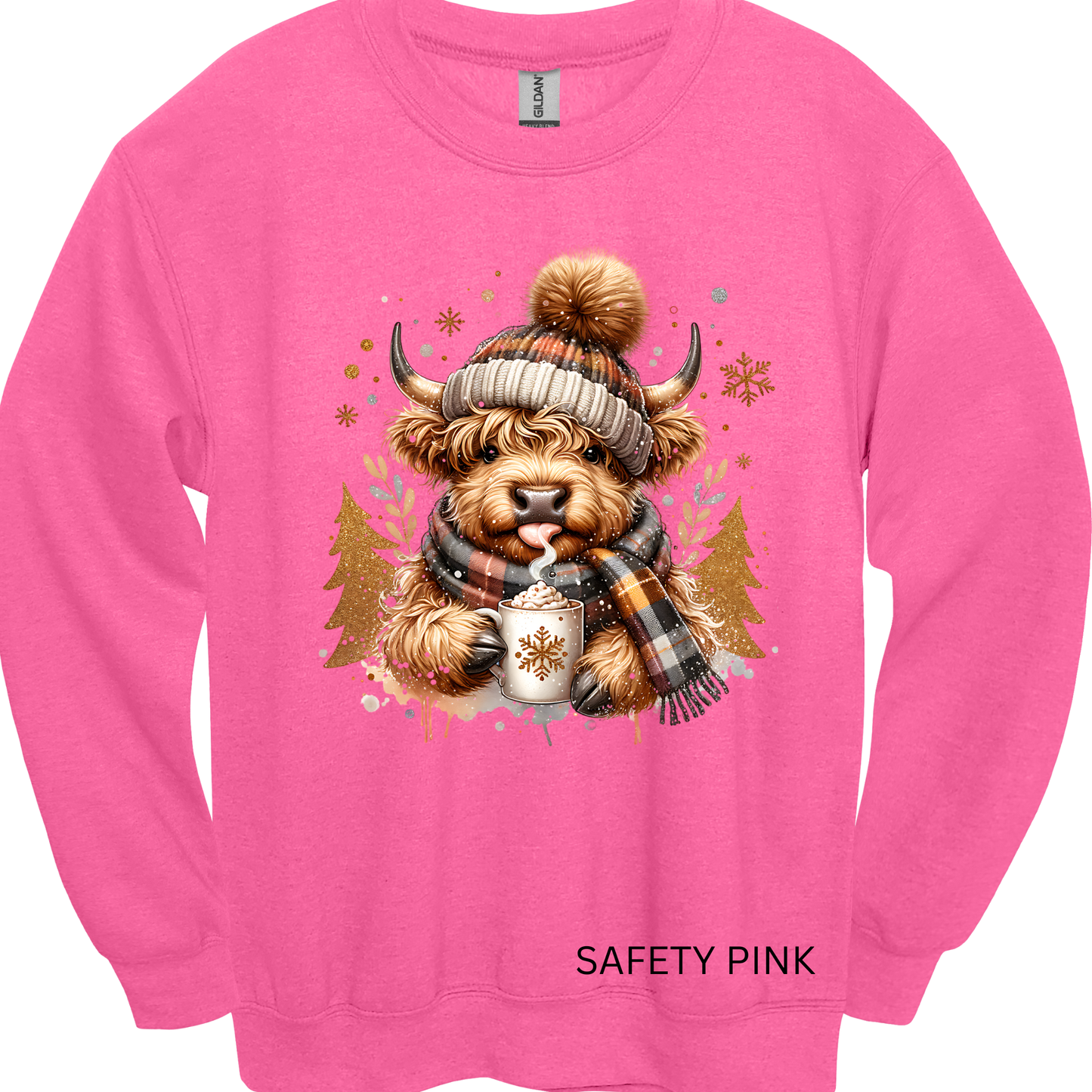 Crewneck Sweatshirt Hot Cocoa Highland Cow 1190