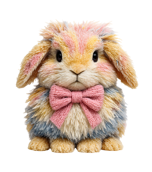 11" DTF Print Ready to Press Faux Yarn Easter Bunny