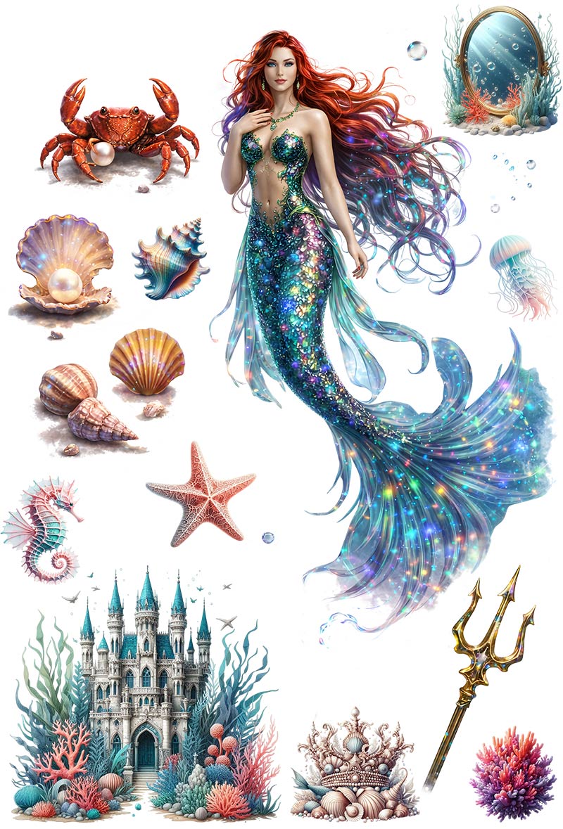 UVDTF 9.5 x 14 Element Sheet Enchanted Ocean Mermaid 848