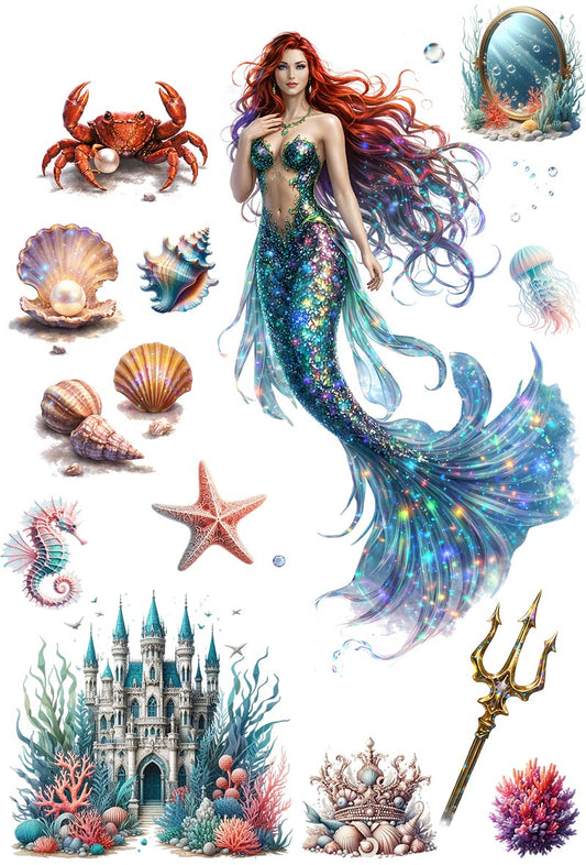 UVDTF 9.5 x 14 Element Sheet Enchanted Ocean Mermaid 848