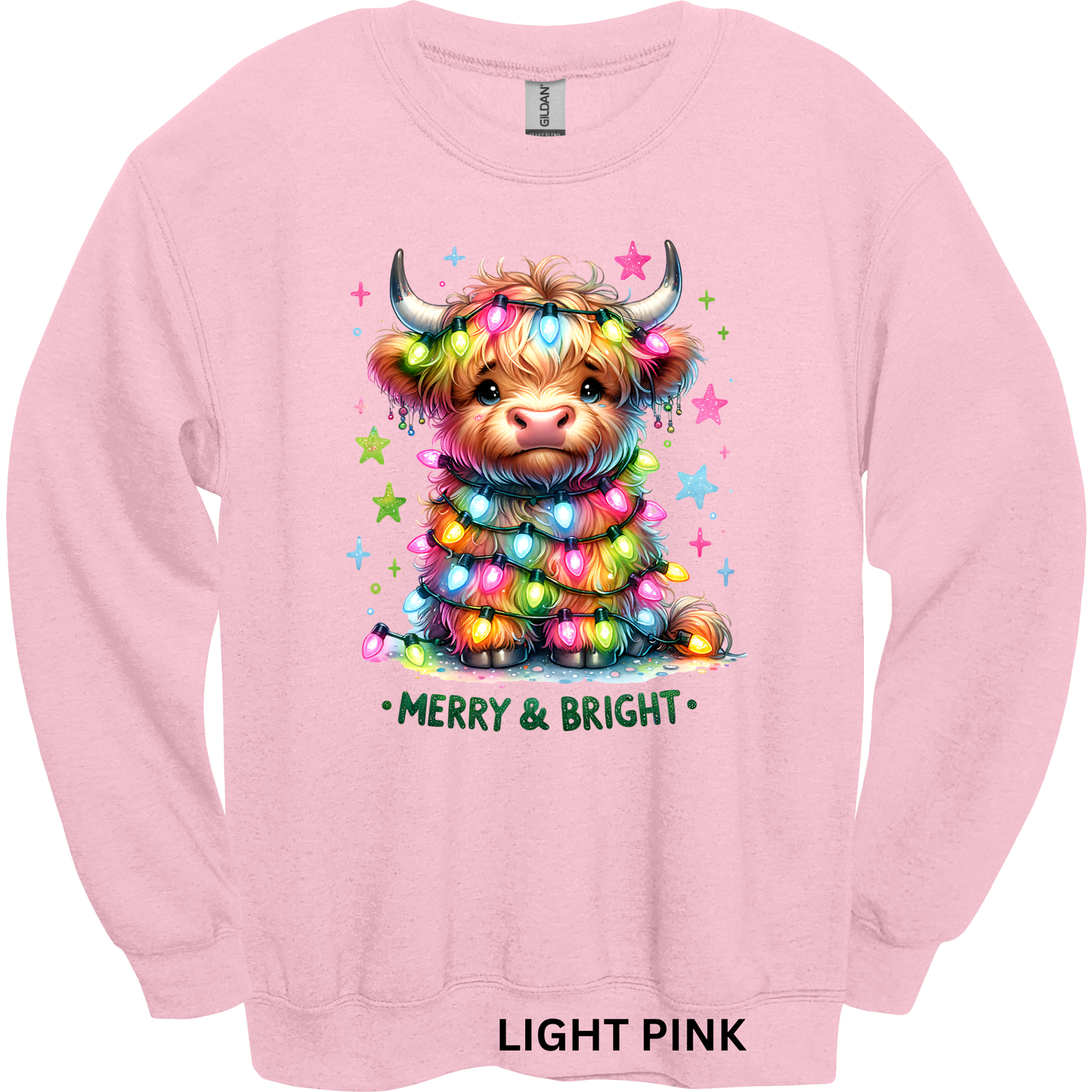 Crewneck Sweatshirt Merry & Bright Highland Cow 1202