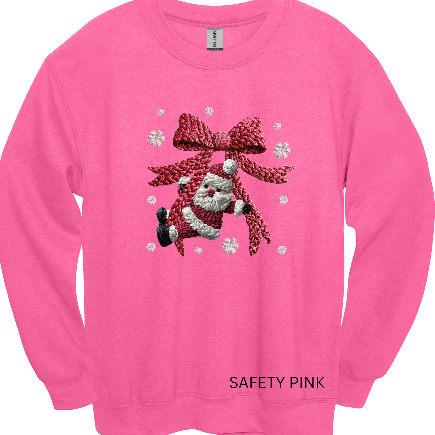 Crewneck Sweatshirt Faux Yarn Santa Bow 452