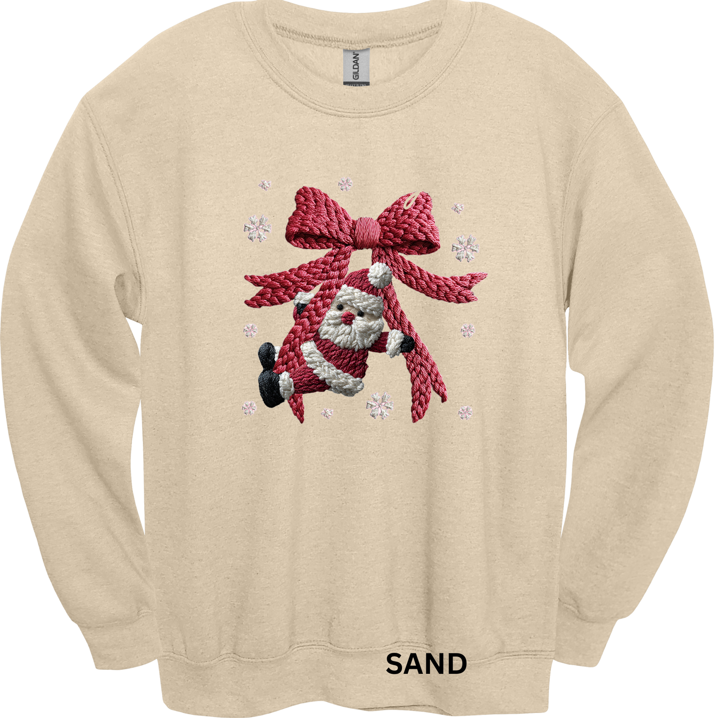Crewneck Sweatshirt Faux Yarn Santa Bow 452