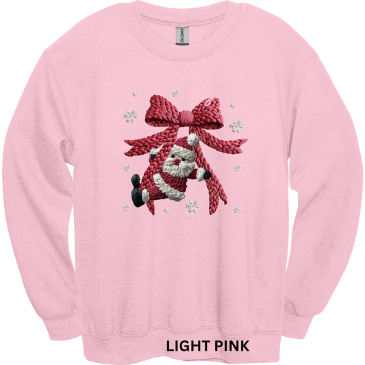 Crewneck Sweatshirt Faux Yarn Santa Bow 452