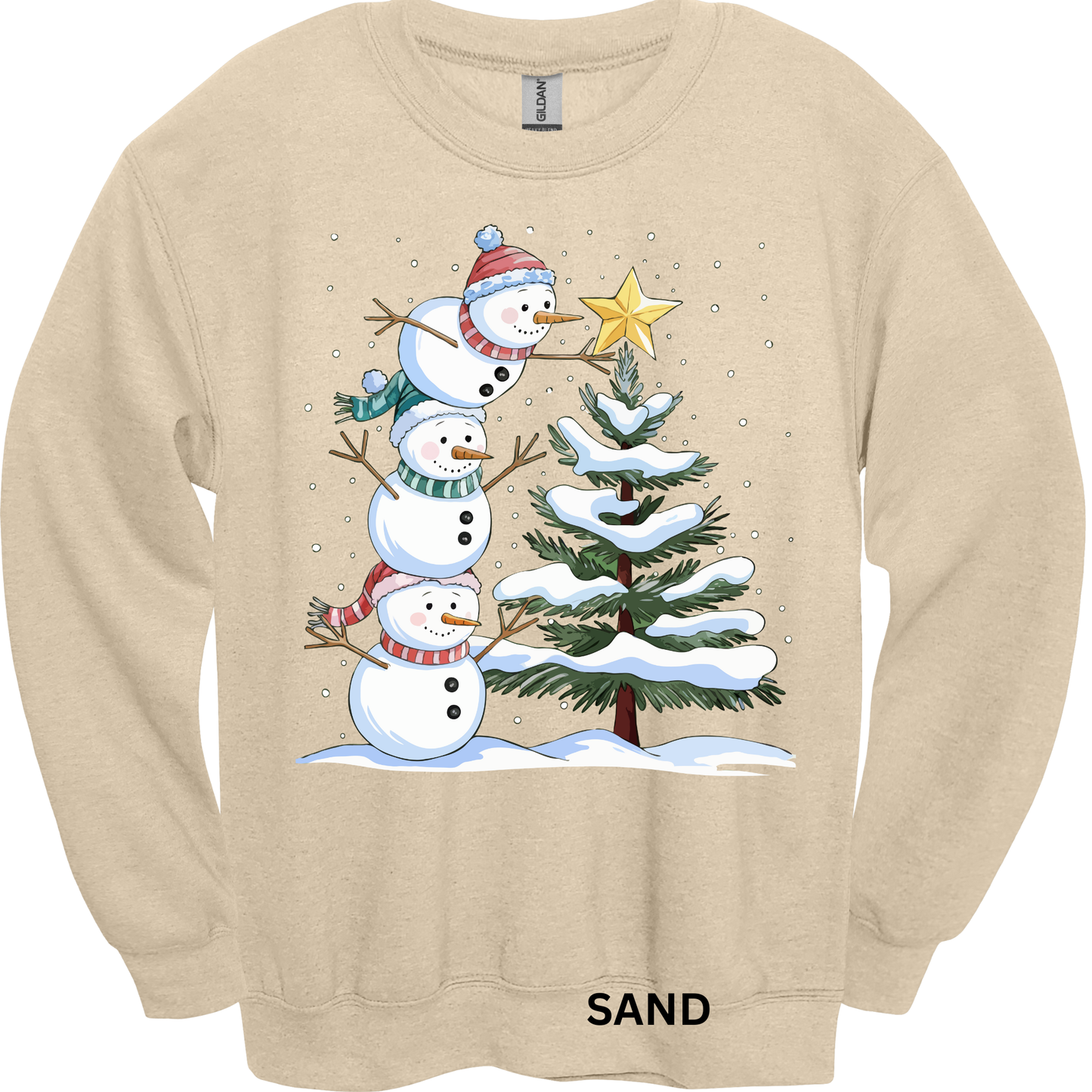 Crewneck Sweatshirt Cute Snowmen & Tree 1204