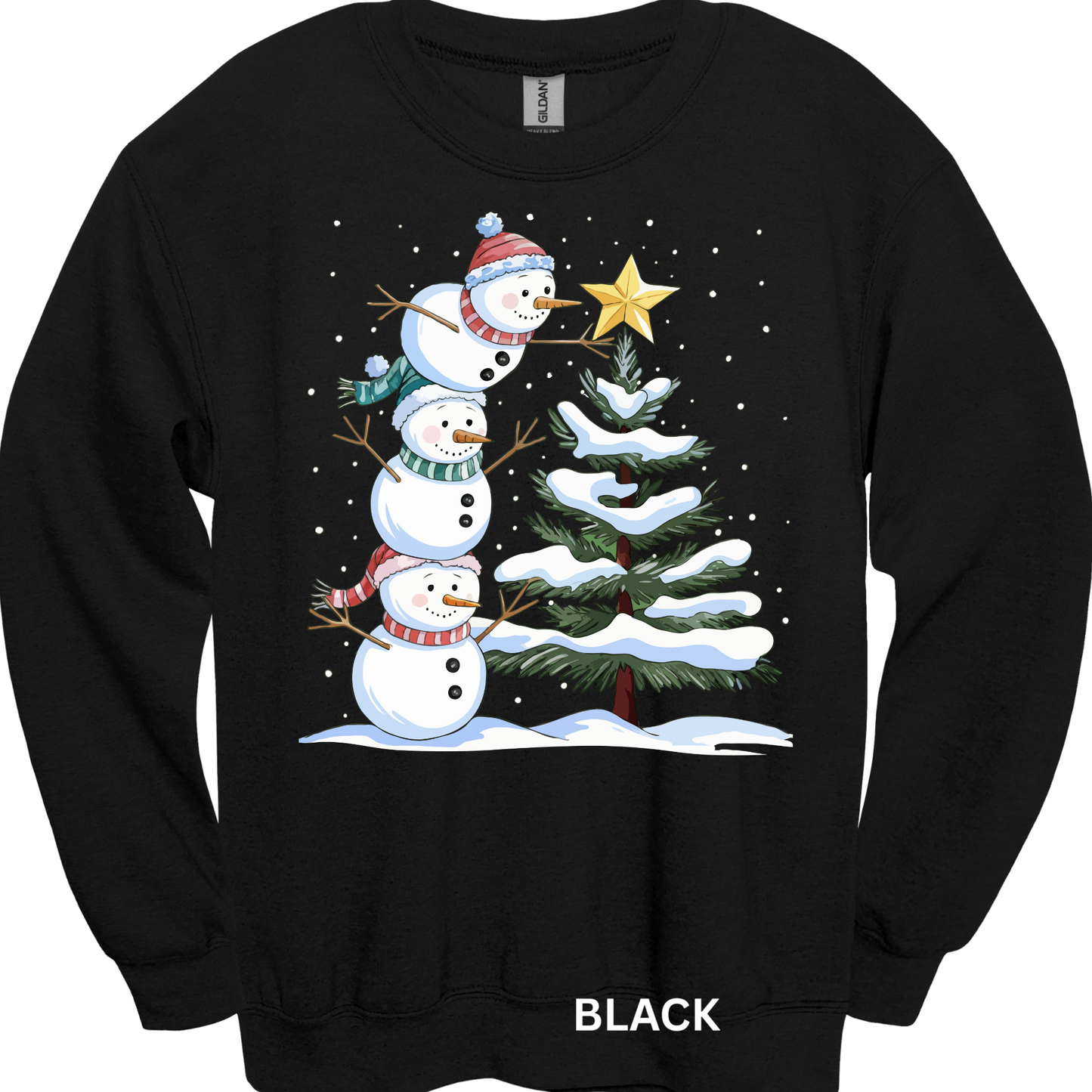 Crewneck Sweatshirt Cute Snowmen & Tree 1204