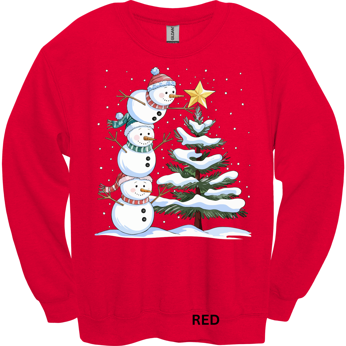 Crewneck Sweatshirt Cute Snowmen & Tree 1204