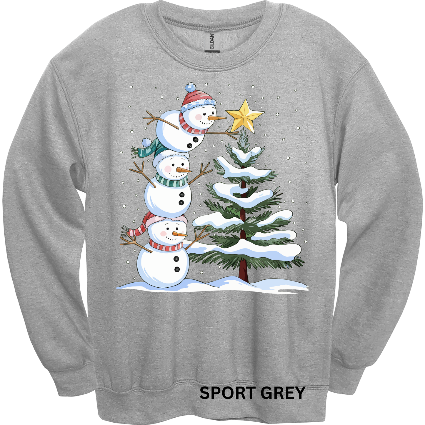 Crewneck Sweatshirt Cute Snowmen & Tree 1204