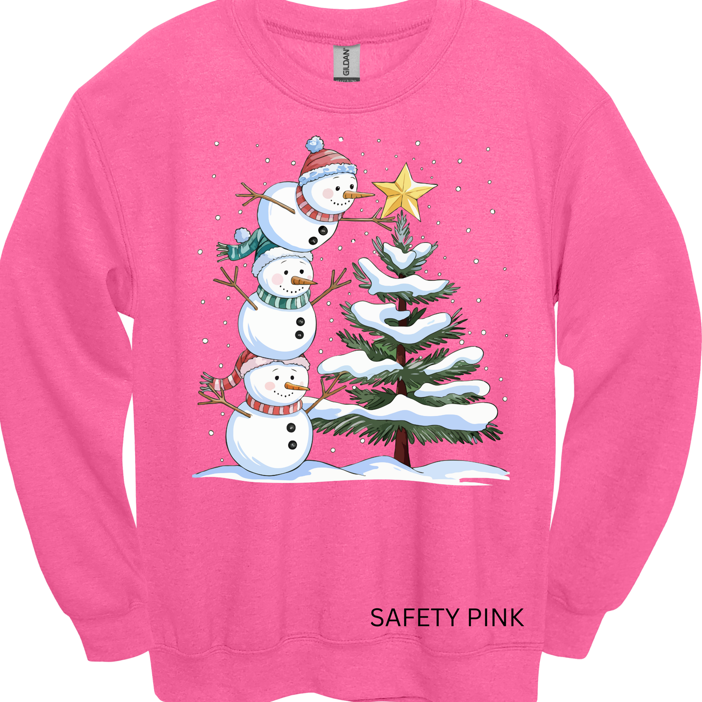Crewneck Sweatshirt Cute Snowmen & Tree 1204