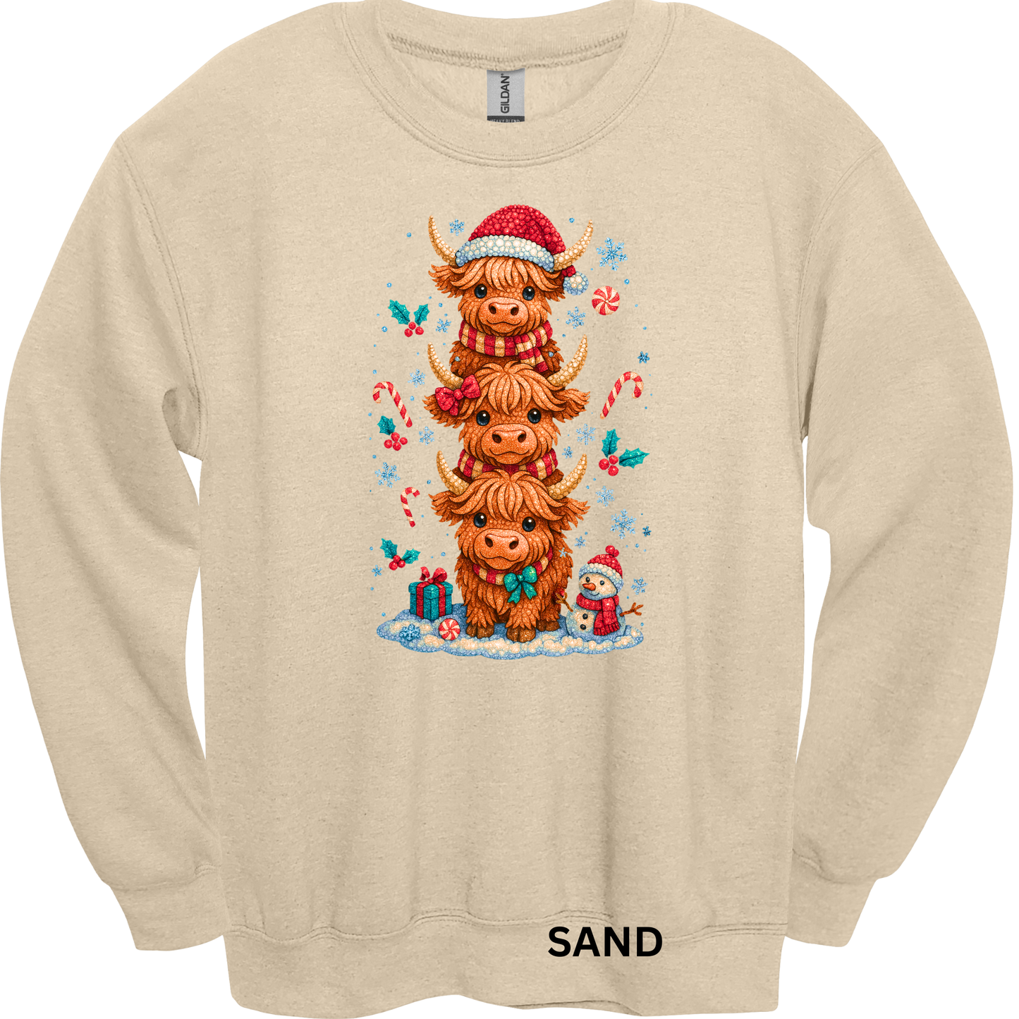 Crewneck Sweatshirt Christmas Cows 1057