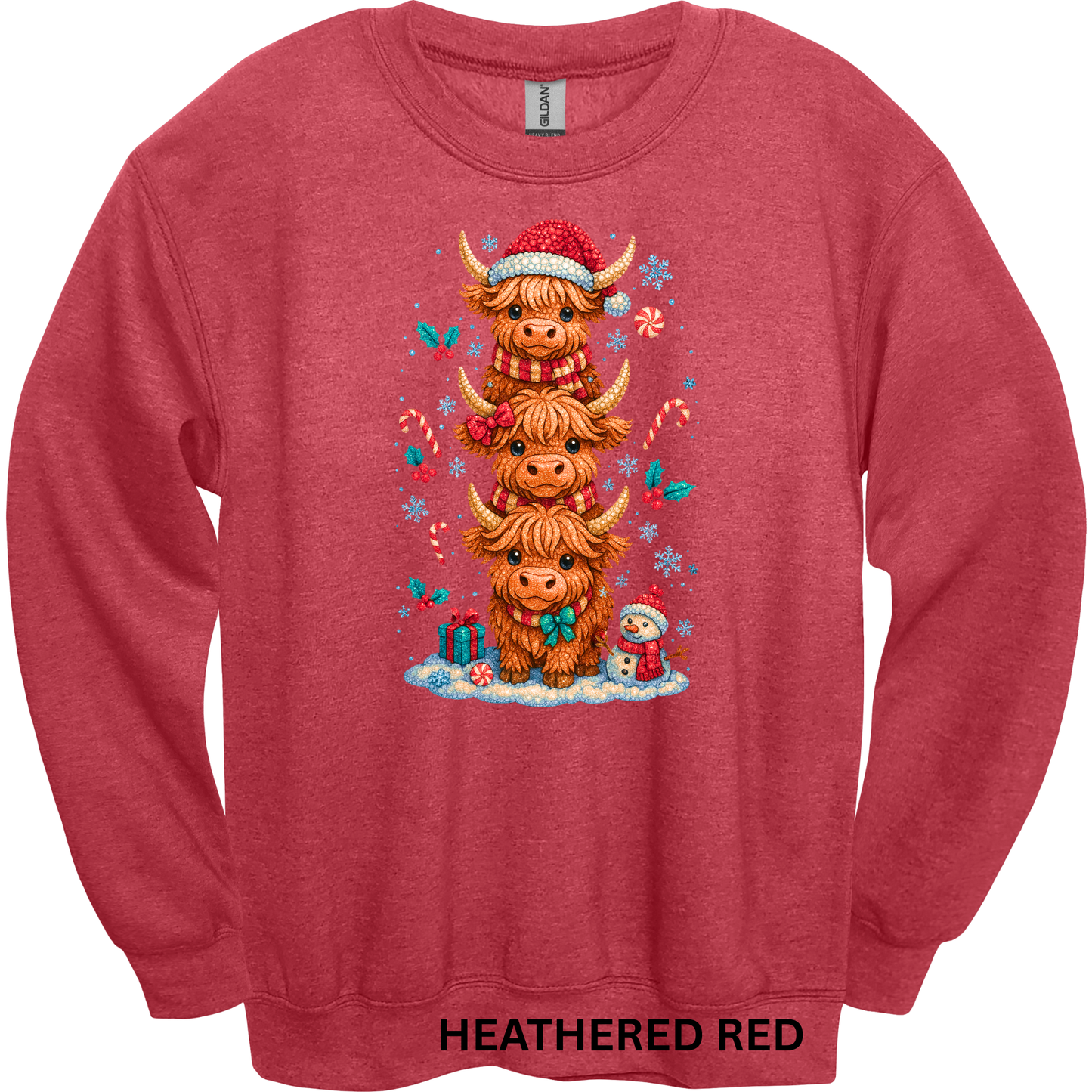 Crewneck Sweatshirt Christmas Cows 1057