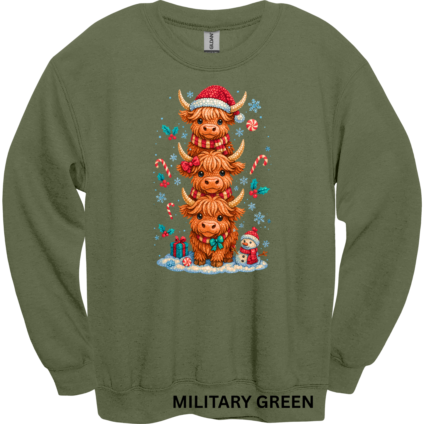 Crewneck Sweatshirt Christmas Cows 1057