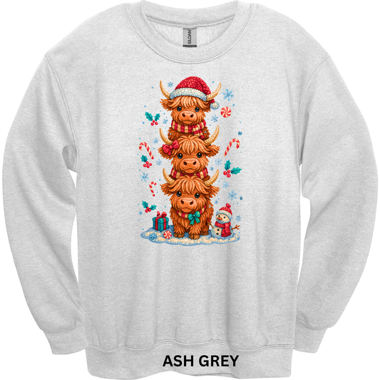 Crewneck Sweatshirt Christmas Cows 1057