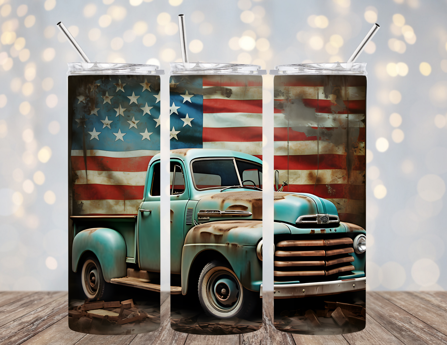 20 Oz Tumbler Truck with Flag