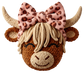 Faux Yarn Cute Cow Bow | 11" Ready to Press DTF Transfer | 127